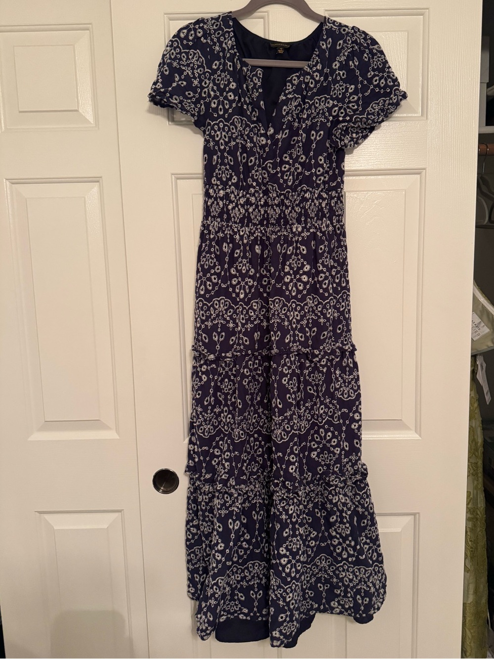 Sugarlips Navy and White Floral Tiered Maxi Dress